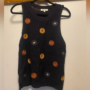 Madewell Cotton Embroidered Sweater Vest Knit Tank